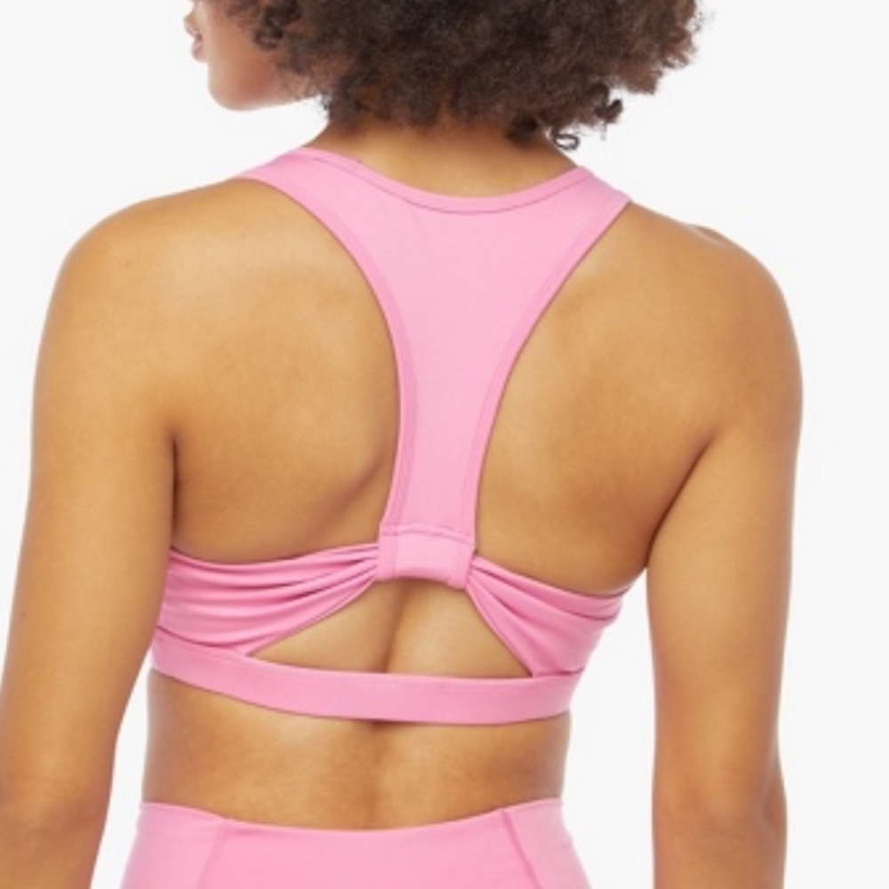 JustFab Open Racer back Pink Sport Bra Stretch Comfort Low Impact Size S
